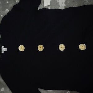 Hampshire Studio Black Sweater with Gold Buttons Size Petite Large
